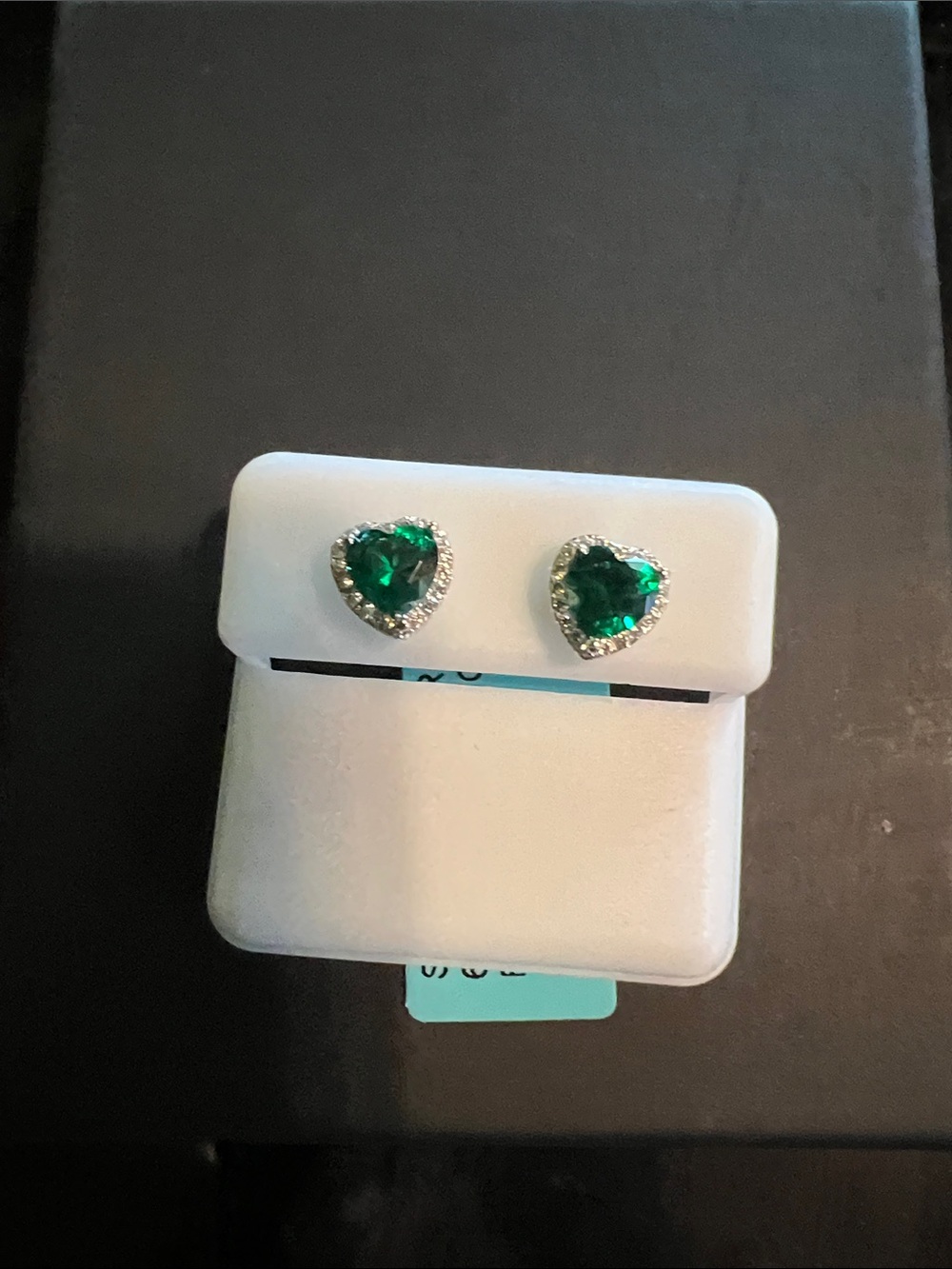 Heart-Shaped Green nano emerald Stud Earrings with Halo